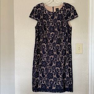 Navy Flutter Sleeve Sheath Midi Dress for Cocktail